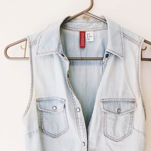 Denim Vest with Pearl Buttons